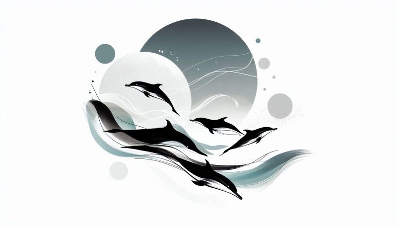 ピンクや青などキラキラしたイルカは恋愛運や精神の安定を暗示