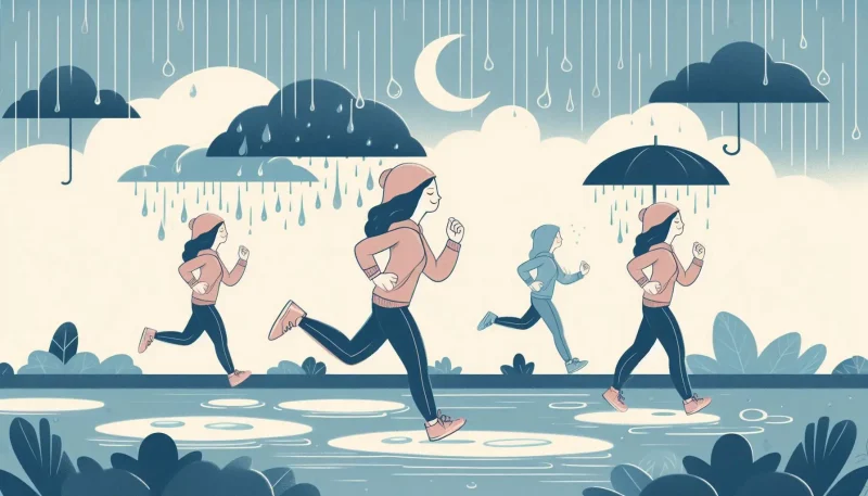 注意が必要な雨の中走る夢からのメッセージ