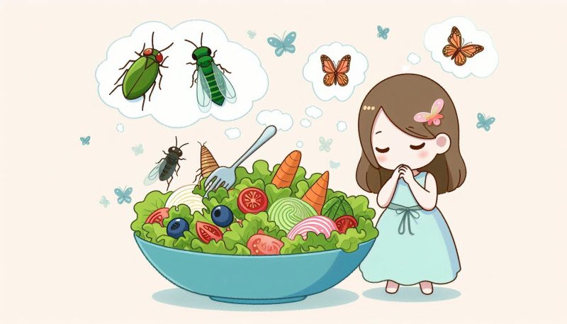 サラダに虫がついている夢の夢占い